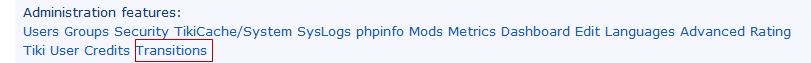 From where you can access transitions in the admin bottom menu