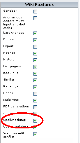 Wiki Features section fo the Wiki: Config page.